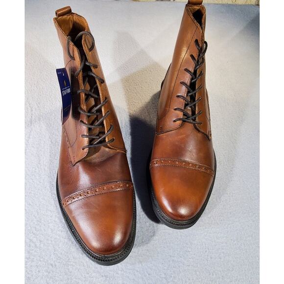 STAFFORD Men’s Brown Leather Cap Toe Lace-Up Ankle Boots Dress Casual main image 6